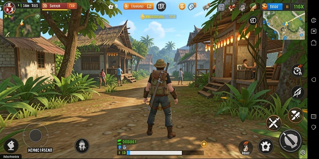 Gameplay 116X yang menampilkan interaksi karakter dan lingkungan.
