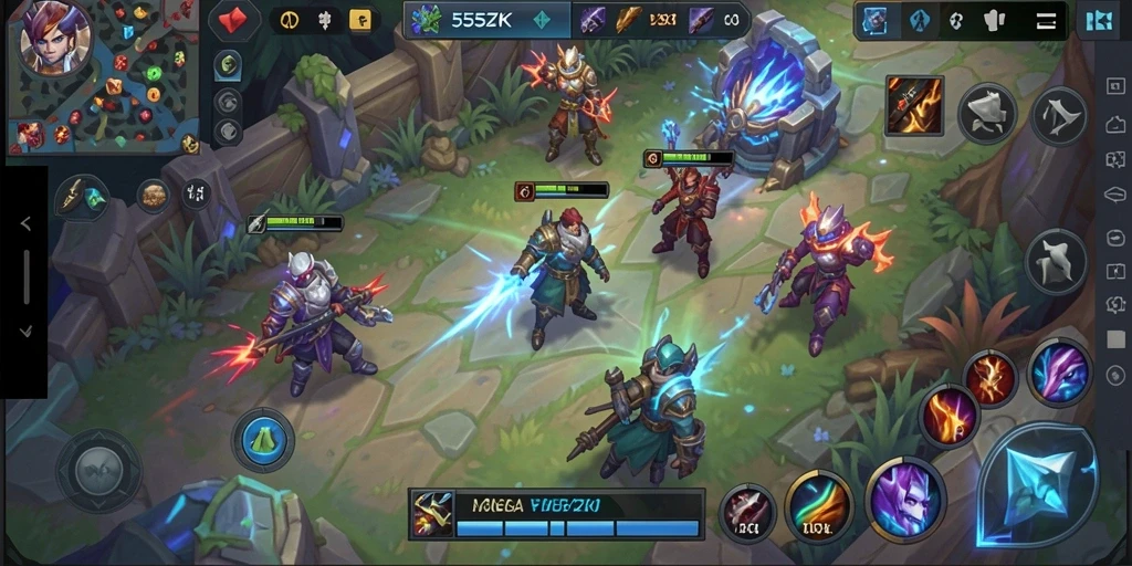 Tangkapan layar menampilkan aksi seru dalam gameplay MOBA 555ZK.