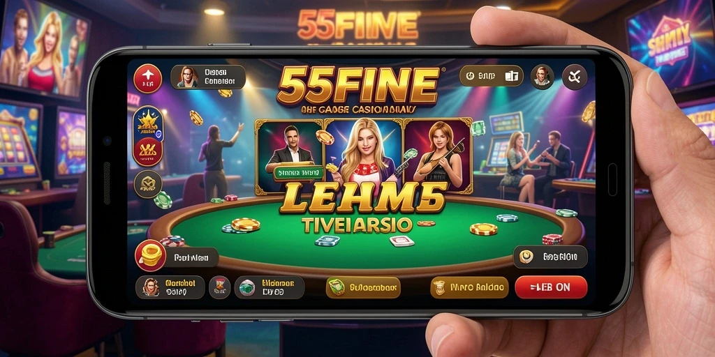Tampilan gameplay Live Casino di 55FIVE dengan dealer profesional.