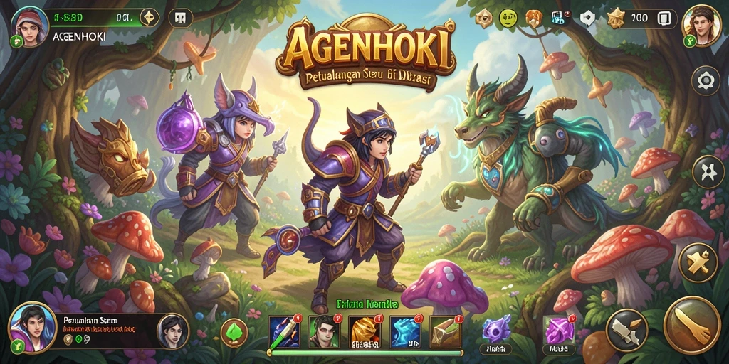 Tampilan gameplay AGENHOKI yang menakjubkan dan penuh warna.