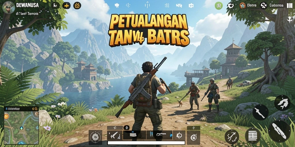 Tangkapan layar gameplay DEWANUSA yang menunjukkan eksplorasi dunia terbuka.