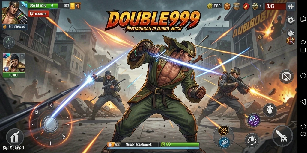 Tangkapan layar menunjukkan aksi seru pertarungan di DOUBLE999.