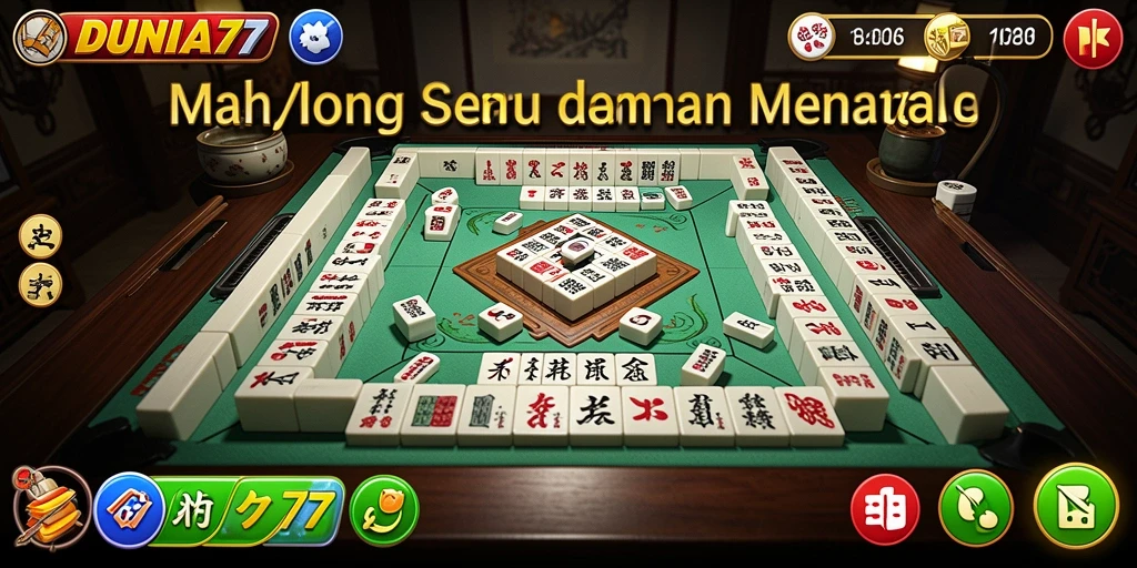 Screenshot DUNIA77 menampilkan gameplay Mahjong yang menarik.