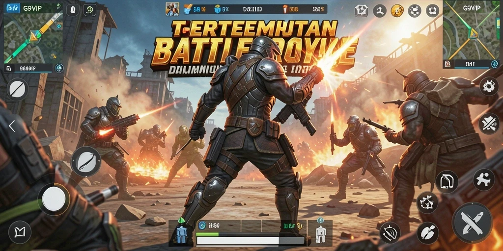 Tangkapan layar menunjukkan aksi seru di arena Battle Royale.