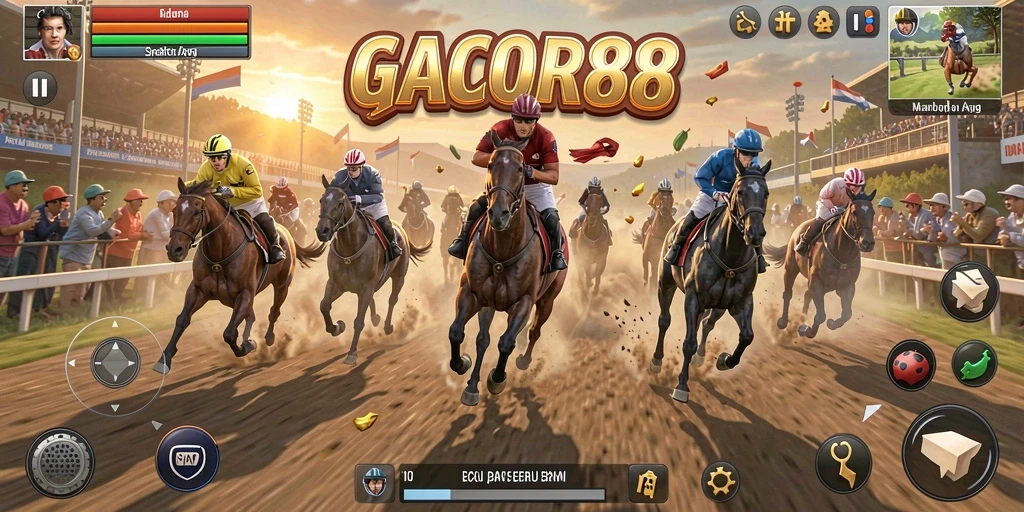 Tampilan seru dari gameplay balapan dalam GACOR88 yang menegangkan.