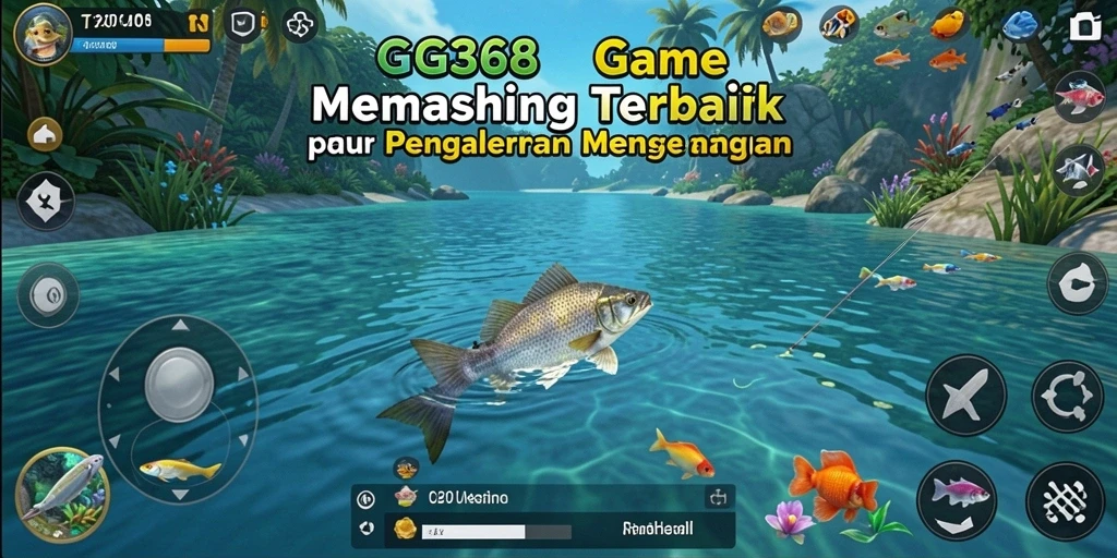 Tampilan gameplay GG368 yang menunjukkan momen seru saat memancing ikan.
