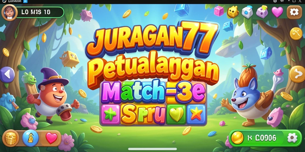 Screenshot gameplay JURAGAN77 yang menampilkan kebersamaan elemen Match-3.