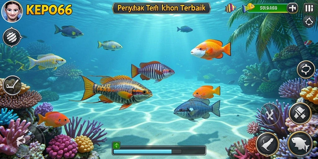 Tampilan gameplay seru saat menembak ikan di KEPO66.