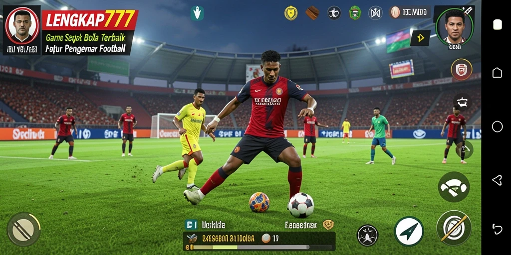 Tampilan gameplay menarik LENGKAP777 menampilkan aksi sepak bola seru.