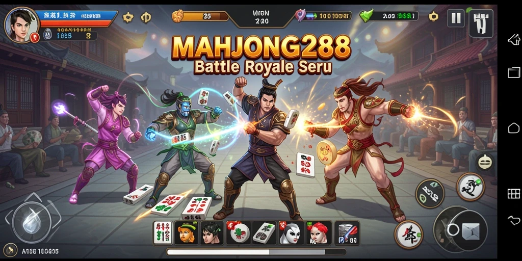 Tangkapan layar gameplay <strong>MAHJONG288</strong> menampilkan pertempuran seru di arena Battle Royale.