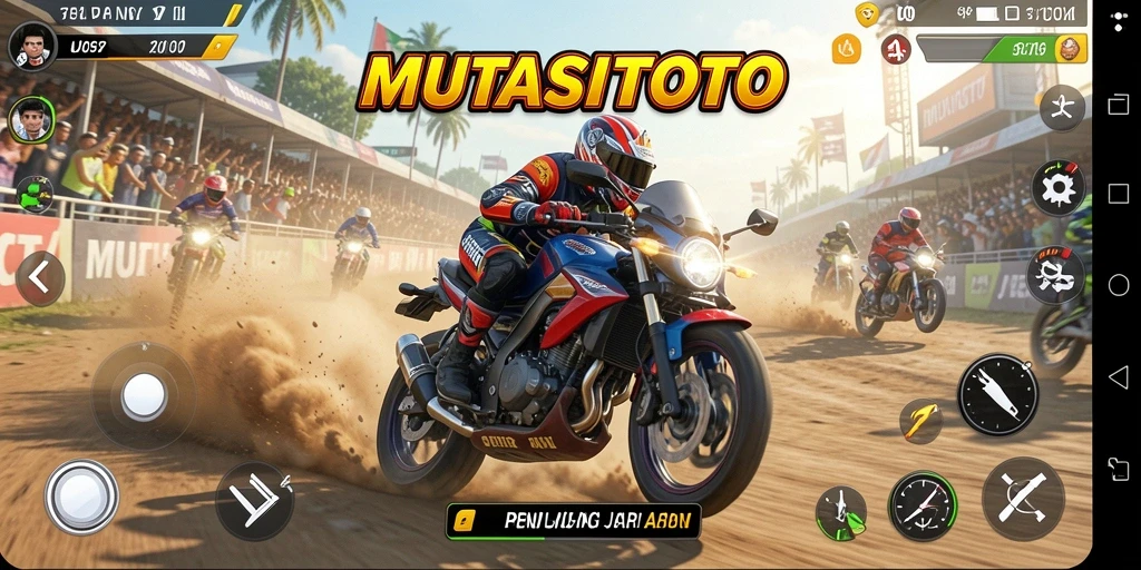 Tampilan gameplay balapan motor yang menawan dan mendebarkan.