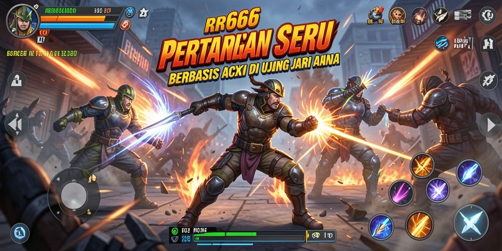 Screenshot utama menampilkan pertarungan aksi intens dalam RR666.
