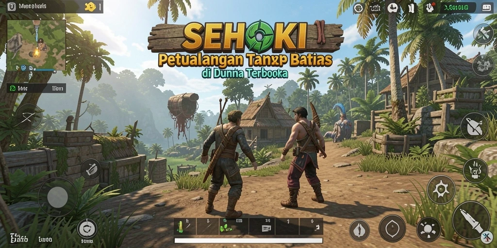 Tangkapan layar SEHOKI menunjukkan pemain menjelajahi dunia yang indah.