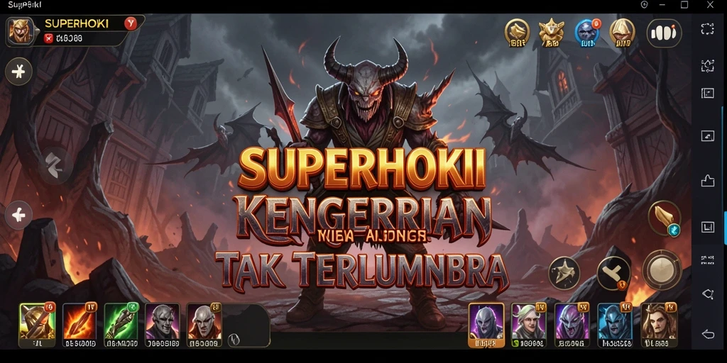 Tangkapan layar gameplay SUPERHOKI menampilkan suasana kengerian yang mendalam.